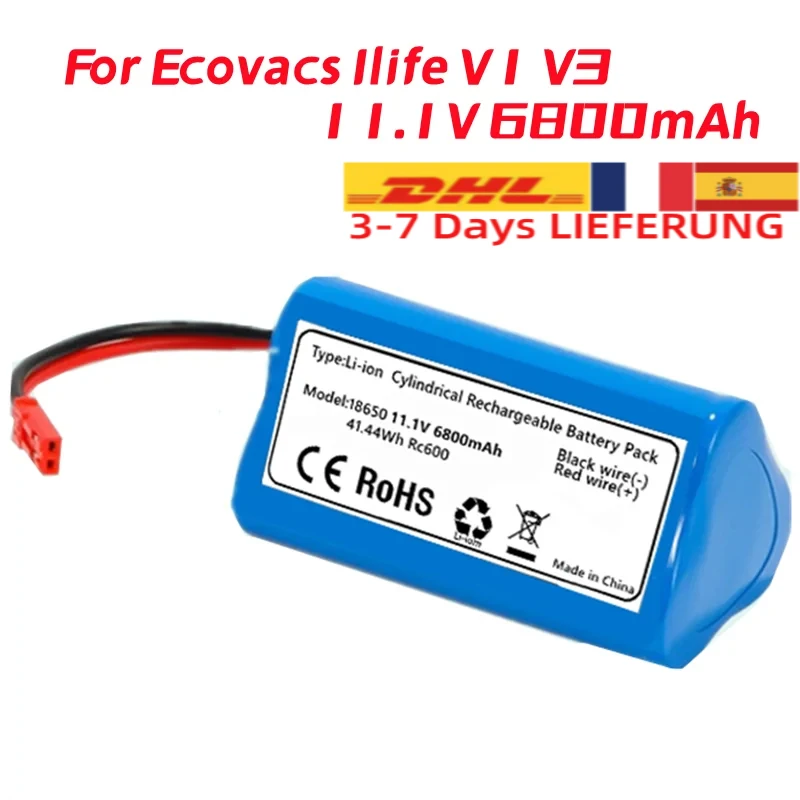 Bateria 11.1V dla Ecovacs Ilife V1 V3 X3 V5 X5 V5S CW310 CEN250 akumulator do robota sprzątającego bateria trójkątna 6800mAh