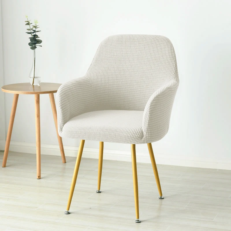 Funda para silla curvada nórdica, fundas para sillón con acento alto inclinado de LICRA Jacquard, fundas para sofá de maquillaje para comedor, cafetería y Bar: Chocolate