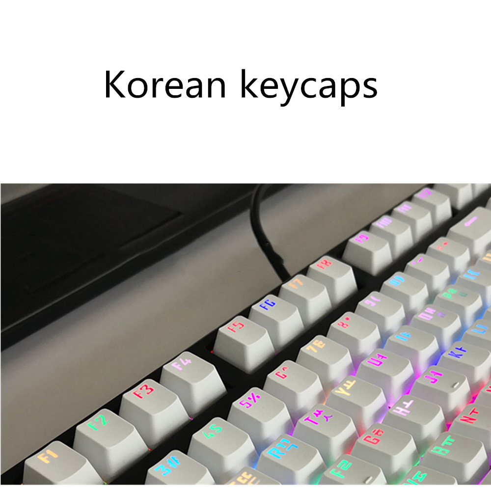 104 Key Korean Full Set 106 Russian Backlit Keycap For Cherry MX Wired Keyboard Accessories Match Cap Backlight Black White ABS