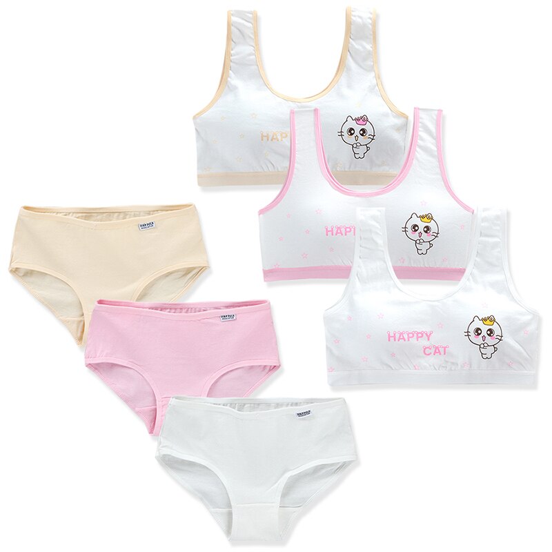 Girl Training Bras Puberty Young Girls Teenagers Student Camisole Vest Set Cotton Children Sport Underwear