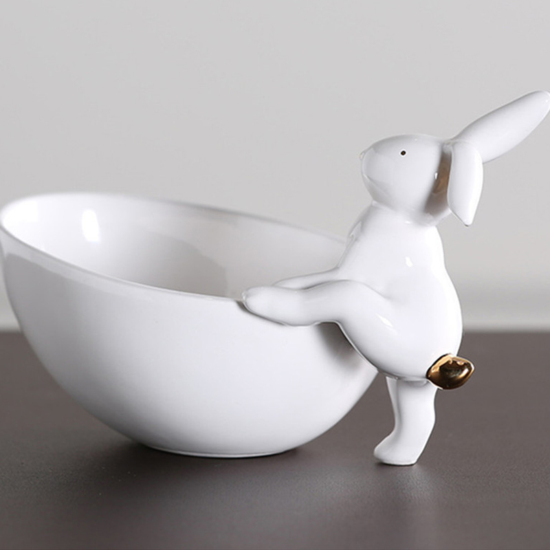 Creatieve Keramische konijnen taart plaat Desktop Lade Schotel Porselein Snack Plaat thuis decoraties voor Servies liefhebbers