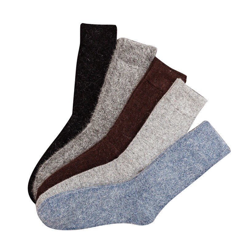 Varme vinter sokker mænd uld tykke sokker ensfarvet almindelig nylon knæhøje –