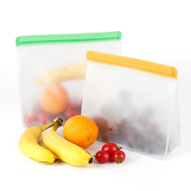 PEVA Food Storage Containers Reusable Silicone Fresh Bags Moistureproof Refrigerator Vacuum Sealed Bag For Sandwich Snack Fruits