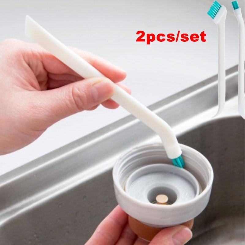 2 pezzi/set pulizia spazzola stretta manico lungo spazio portatile spazzola per pulizia spazio biberon utensile da cucina per la casa piccola spazzola