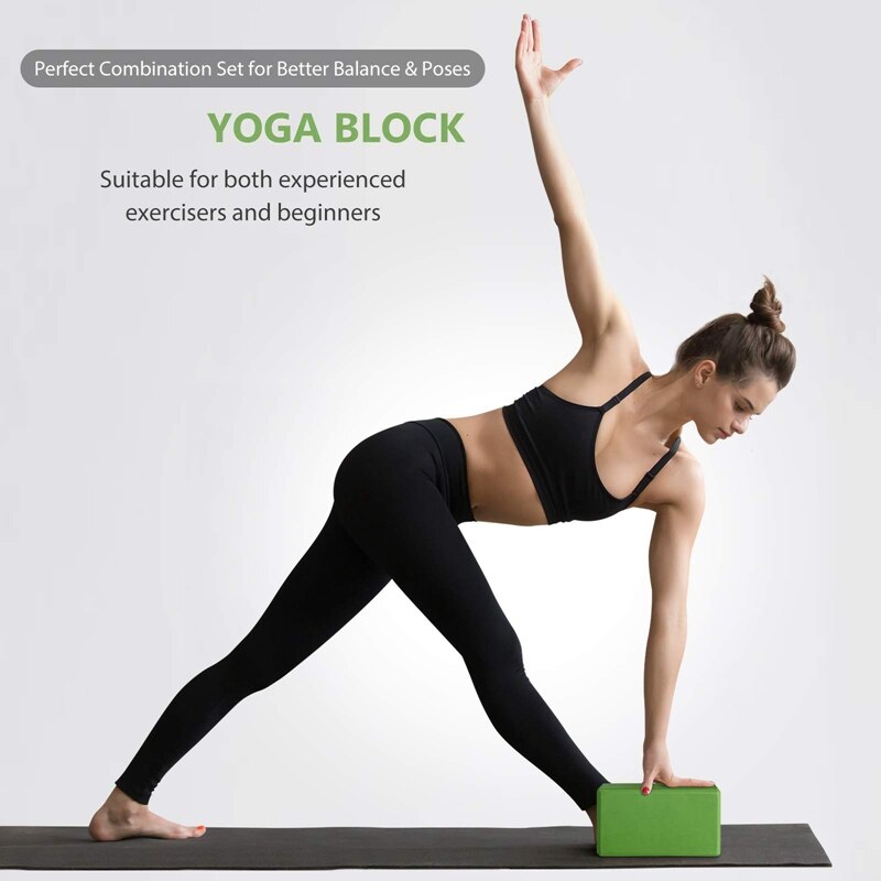 Yogablock- und yogagurt-set aus weichem, rutschfestem eva-schaumstoff, universell einsetzbar für pilates, dehnungs- und kräftigungsübungen
