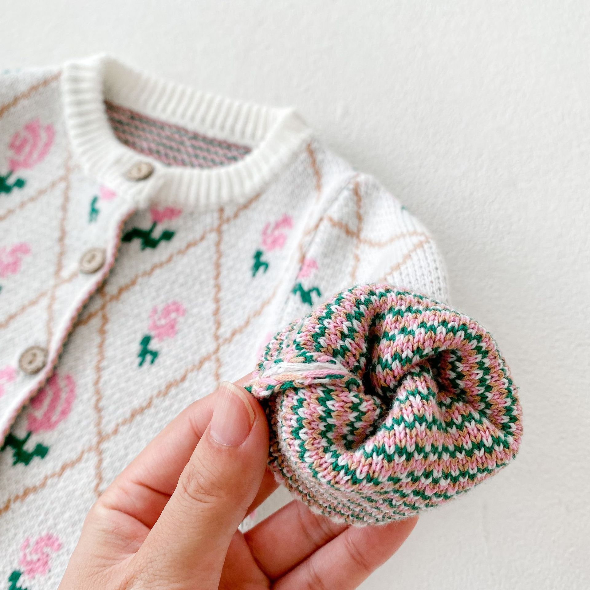 herbst Neue Baby Mädchen zur Seite fahren einstellen Kleinkind betroffen Karosserie Baby Blume betroffen Strickjacke Mantel lässig Kleinkind Gestrickte zur Seite fahren