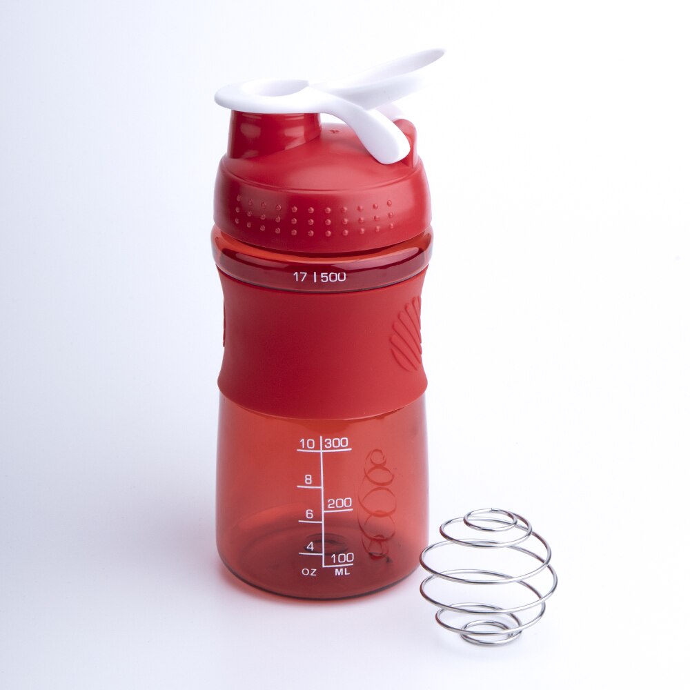 500ML/750ML Shaker protéine bouteille d'eau de alimentaire BPA gratuit Shaker bouteille salle de sport avec boule d'agitation étanche couvercle voyage en plein air: Rouge / 760ml