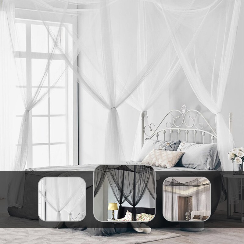 Large Double Bed Mosquito Net Anti Mosquito Four Door Home Bedroom Sleeping Curtain Bed Romantic Hanging Bed Valance