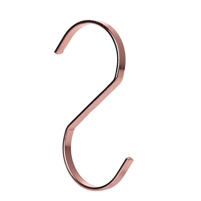 10-Pack 4 Inch Rose Gold Chrome Finish Steel Hanging Flat Hooks - S Shaped Hook Heavy-Duty S Hooks, for Kitchenware, Pots, Ute