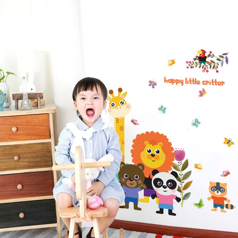 Zs Sticker Animals Wall Stickers Children Room Home Decor Safari Vinyl Kids Room Decal Baby Room Nursery Decor