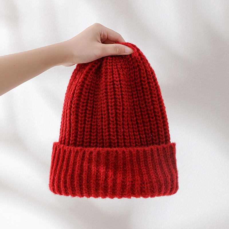 Sombrero de lana japonés para mujer, gorro de punto coreano que combina con todo, orejeras cálidas, GORRA DE PELO SUELTO grande, Gorros Casuales: Red