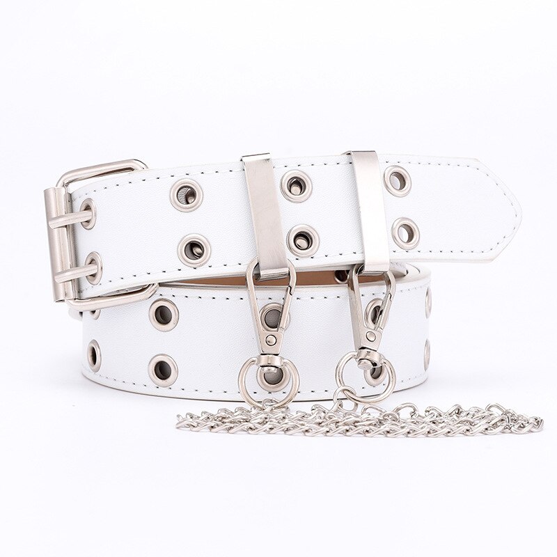 Ceinture en jean Punk à Double œillet | Large toile de styliste, ceinture de ceinture féminine masculine, ceintures de chaîne pour femmes et hommes,: 5