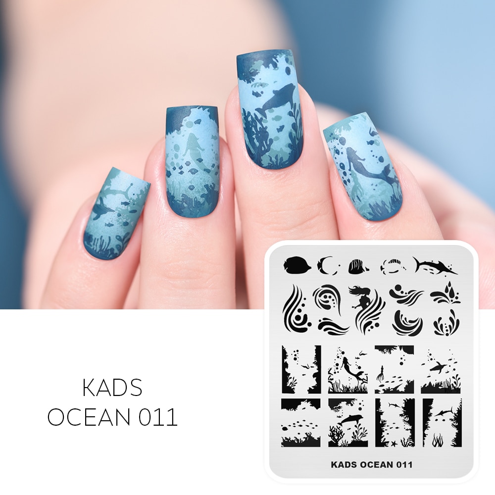 Kads Nail Art Stempel Nail Stempelen Template Mermaid Waterplanten Vis Nail Art Template Voor Afdrukken Manicure Gereedschap Accessoires