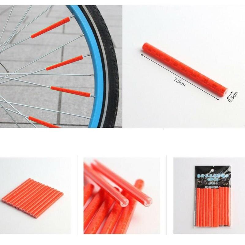 12 stk sykkel fargerik reflekterende eikerring utendørs stripe farge ridewire hjul varselrør eiker kantlist kort cli  u7 e 6