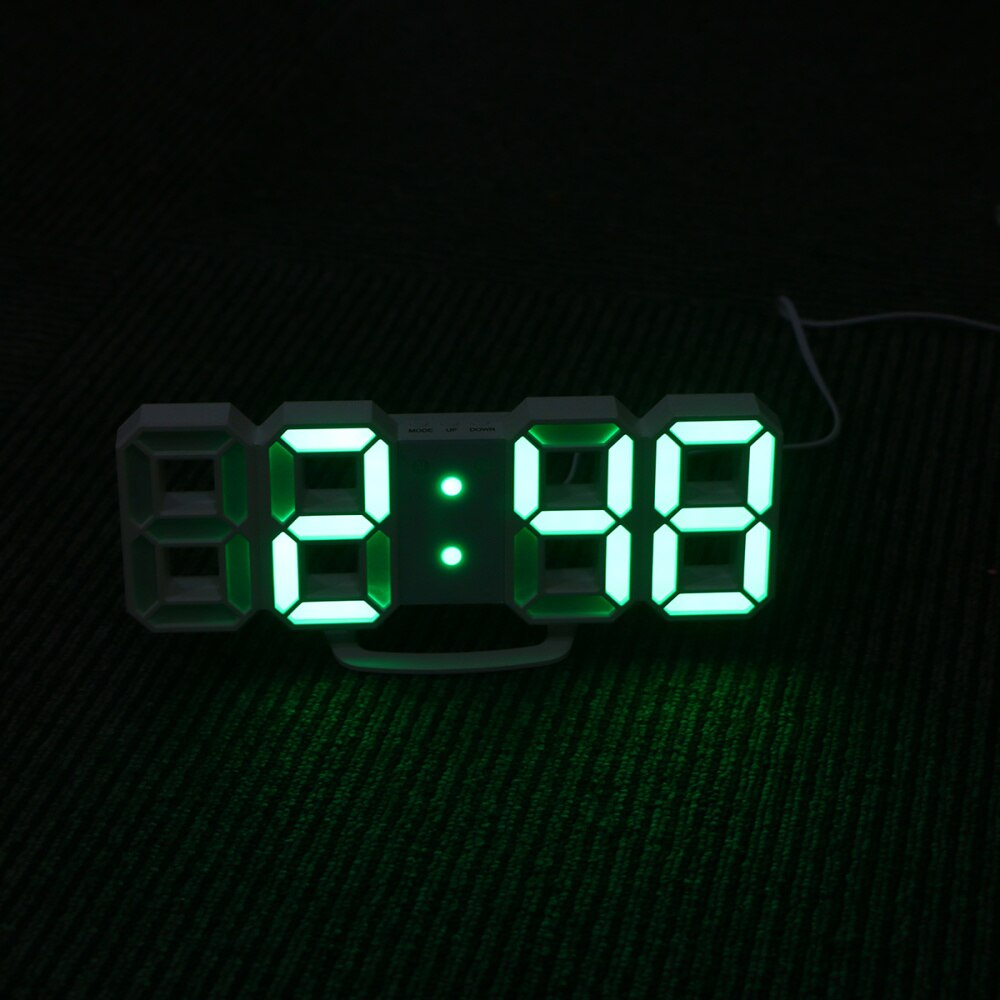 Modern Home Wall Clock Timer 3D LED Digital Wall Clock (White)