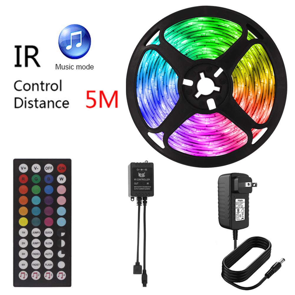 15M 20M Flexible Neon Lights 12V Led Strip 5 m with Wifi/Bluetooth Control 5050 RGB Ribbon Luminous Tape Led light for Room Wall: Infrared control / 10M 32.8ft Set