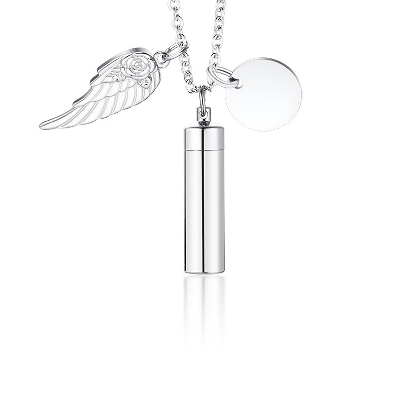 Vnox Tempo di Memoria Clessidra di Vetro Urna Cremazione Collana per Le Ceneri Gioielli Non Si Sbiadice Mai Amore Keepsake Regali con Le Ali Accessori: PN-1250S-2