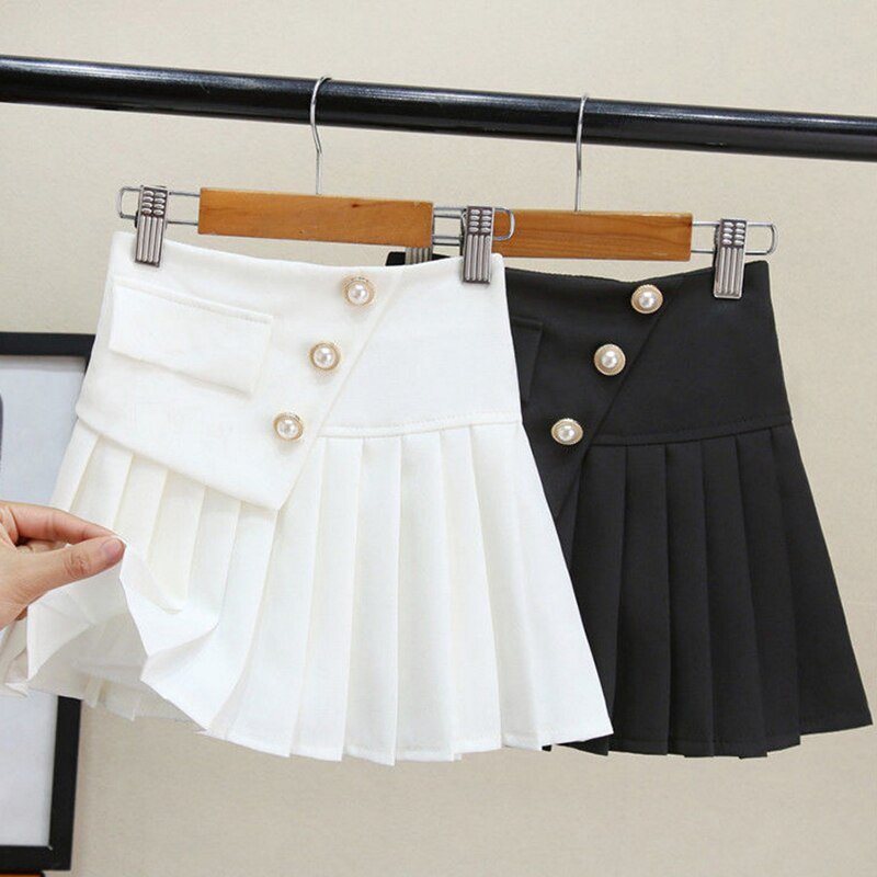 Faldas plisadas para niñas, faldas escolares blancas y negras para adolescentes, ropa de baile para niños de 4 a 13 años,