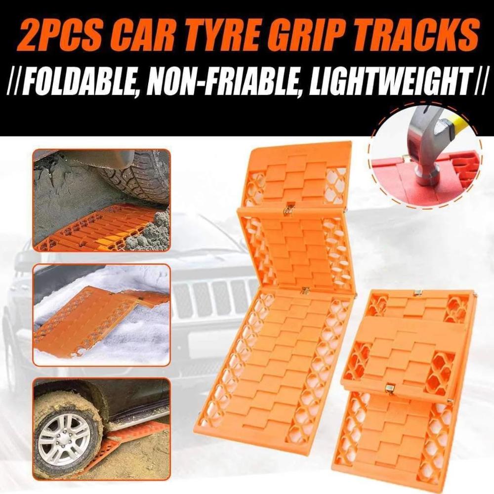 Auto Opvouwbare Sneeuw Modder Uit De Haak Plaat Vouwen Skid Plate Band Matten Zand Sneeuwkettingen Hoge Sterkte Metalen