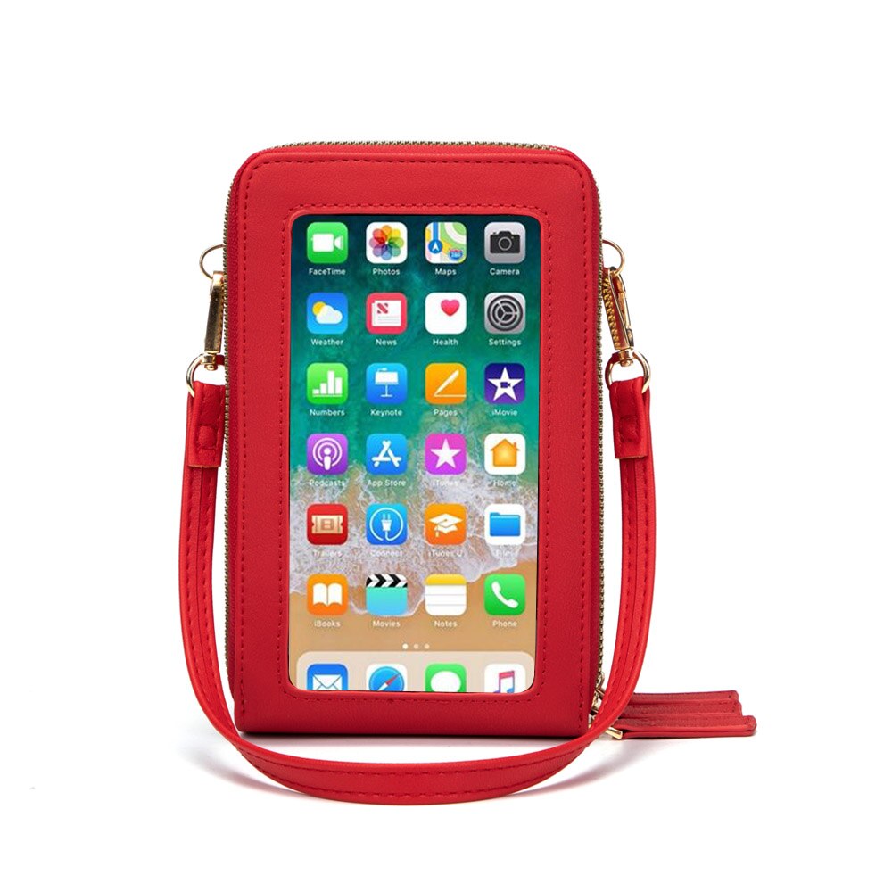 Bolso bandolera con pantalla táctil, cartera para móvil RFID, bolso de mano con correa ajustable para hombro: red