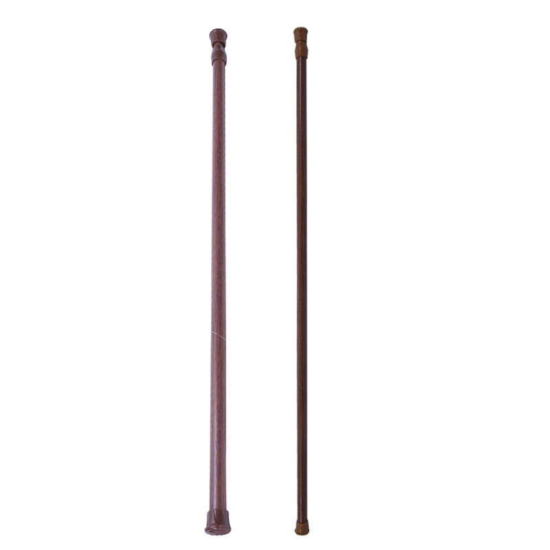 2x Extendable Telescopic Spring Loaded Net Voile Tension Curtain Rail Pole Rods,55-90cm/70-120cm,Wood Color