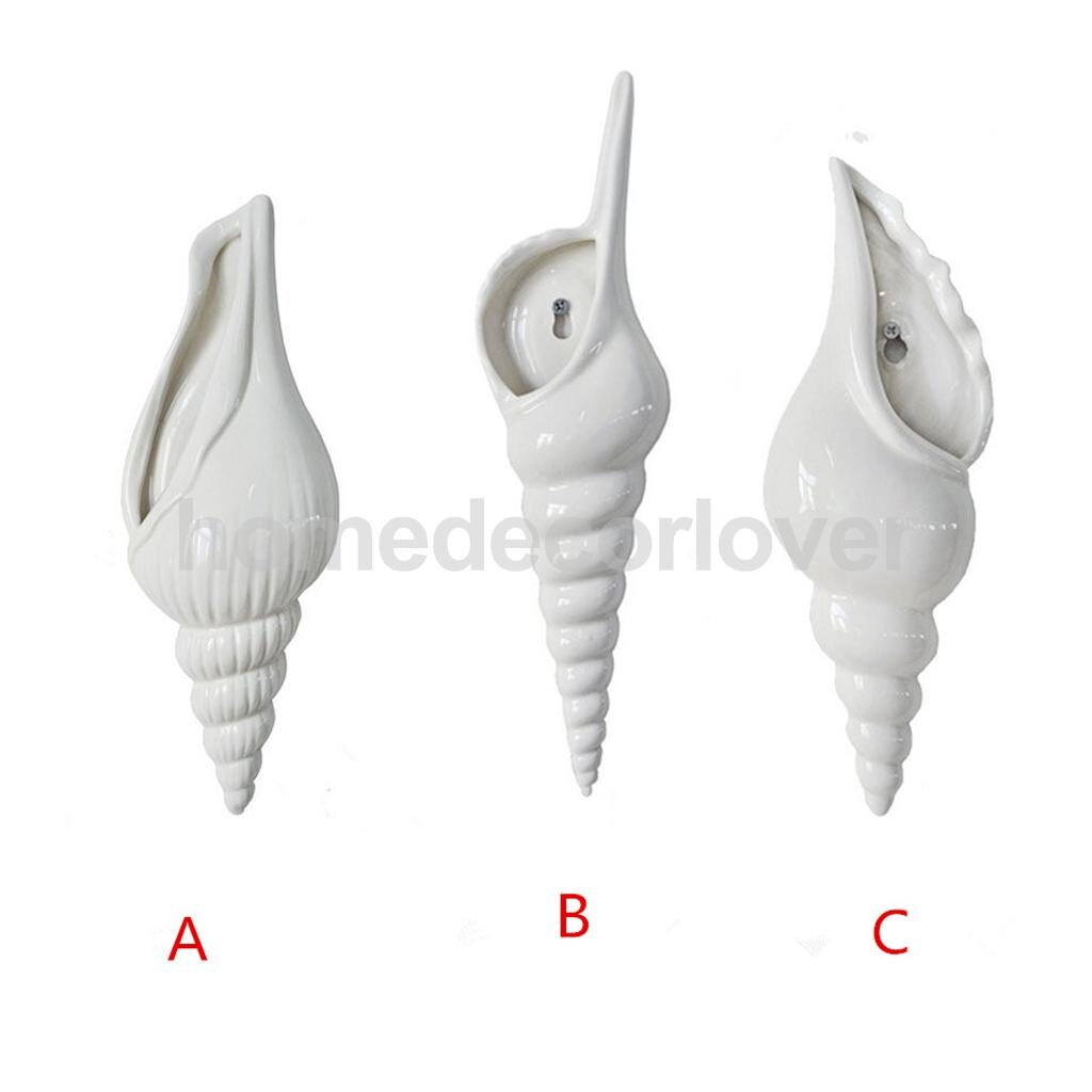 3D Decorative Porcelain Vases Spiral Shell Wall Flower Vase Hydroponics Plants Flower Holder Bottle, Wall Mounted
