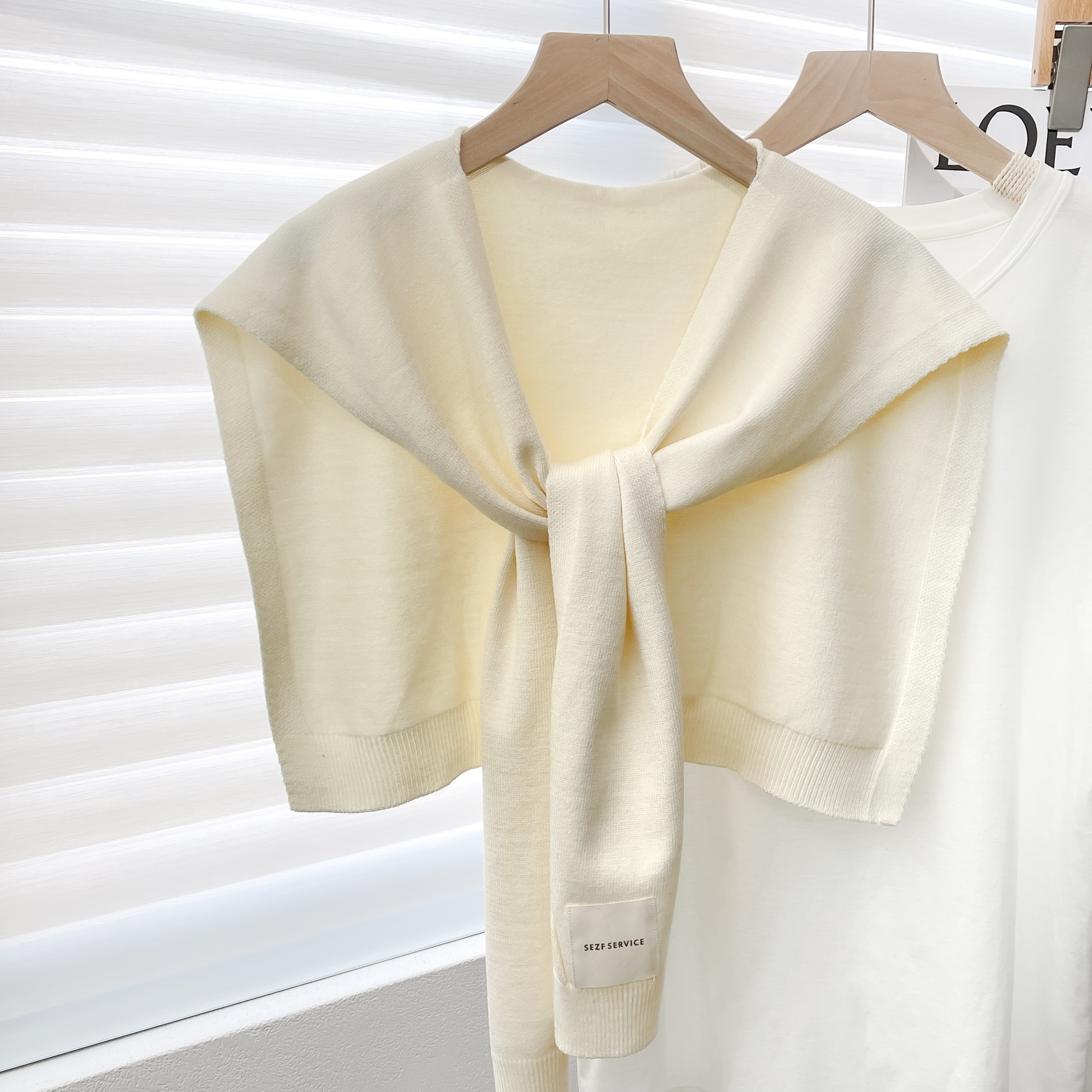 Bufanda chal de punto de Color liso para mujer, capas de otoño e invierno con camisas, ropa de invierno a la , bufandas decorativas para mujer: Blanco