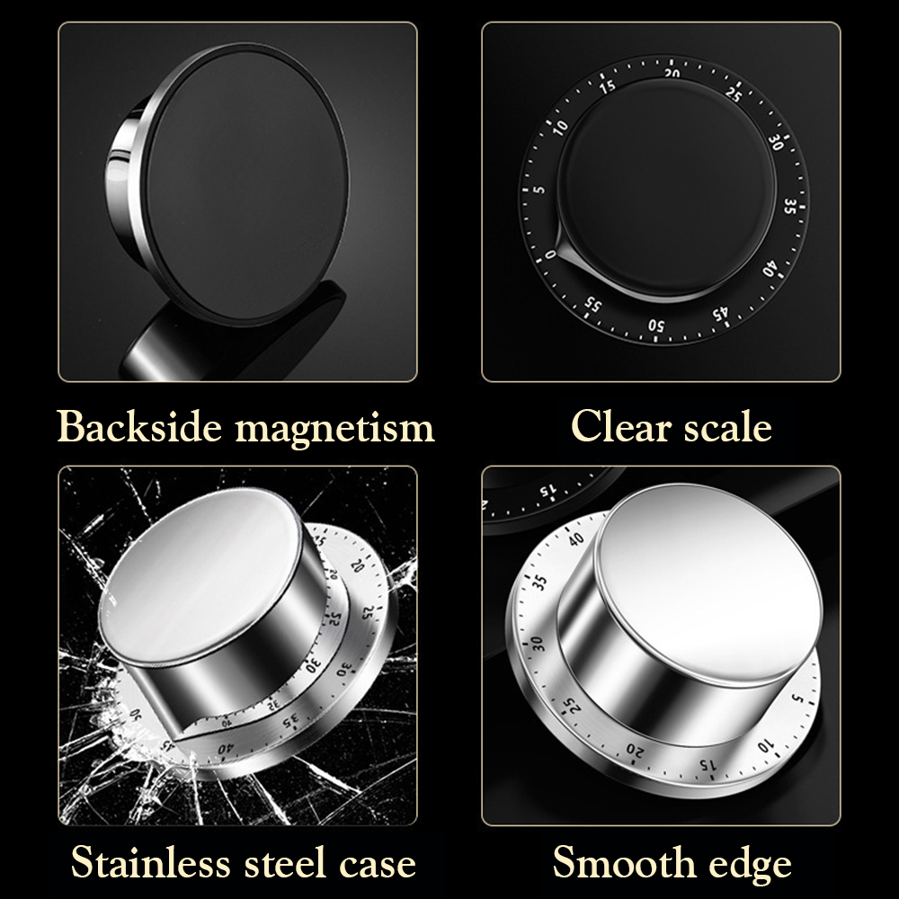 Temporizador de cocina mecánico magnético, reloj de cuenta regresiva de acero inoxidable de 55 minutos para el hogar, la oficina y los lugares públicos