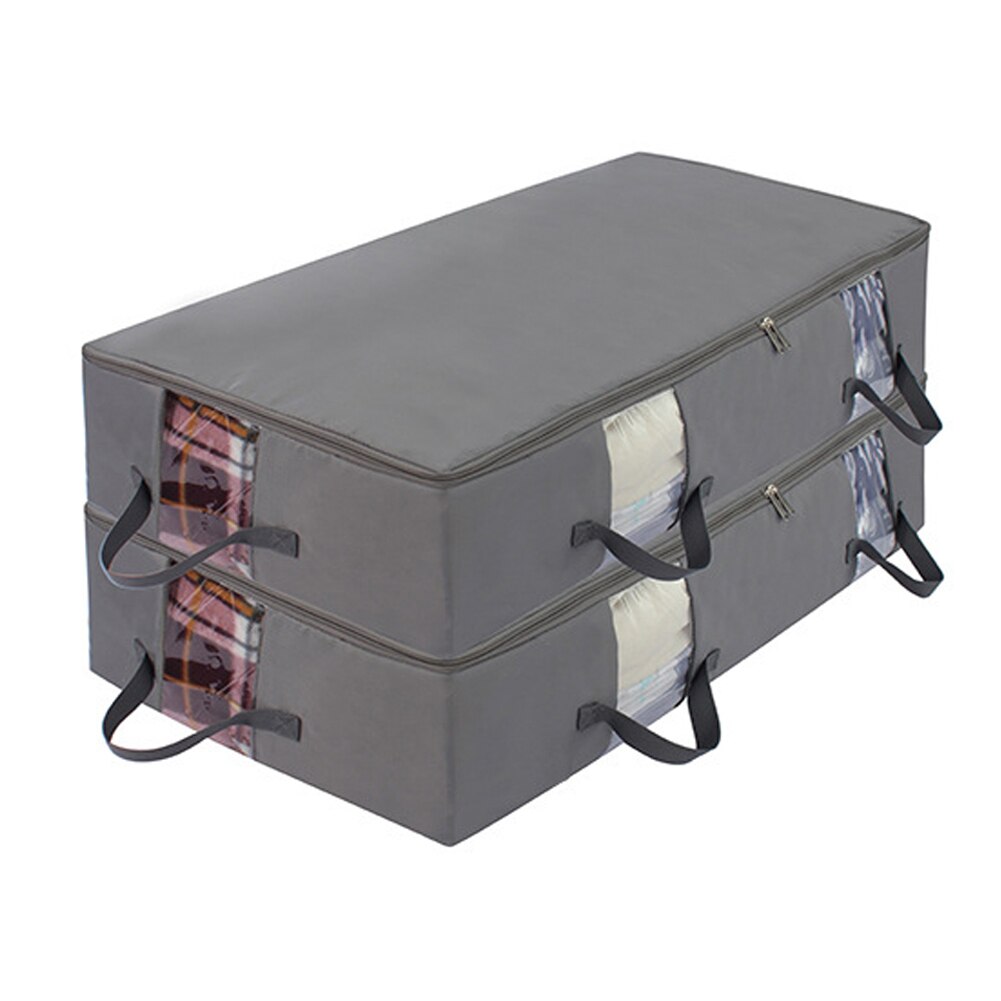 Foldable Under Bed Bags,1/2 Pack Large Under Bed Storage Boxes Thick Breathable Underbed Clothes Storage Bags Zippered Organizer: 2PCS 96x45x21cm