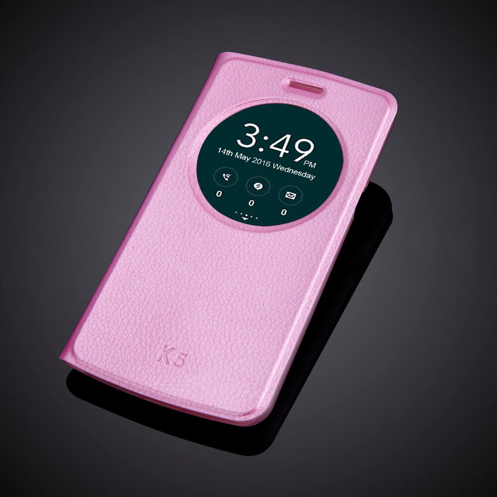 Funda abatible de lujo para LG K5 X220 X220DS Q6 5,0 "LG K5 LTE Protector Flip PU Funda de cuero para LG K5 LTE: Rosa