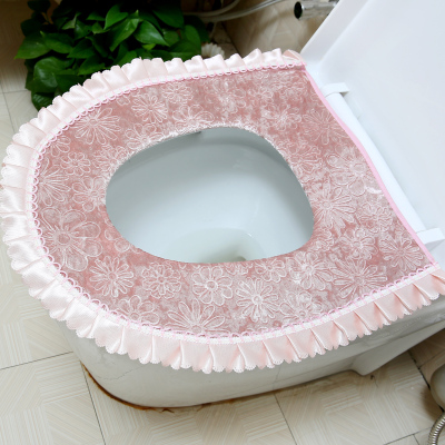 Luxus Samt Spitze Zwei-stück Wc Sitz Abdeckung einstellen Winter Warme Wasserdichte Schlecht Wc matt WC Töpfchen matt SWZ053: Rosa 1 Stücke