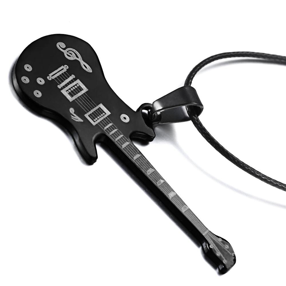 Collar de guitarra de para hombres y mujeres, Gargantilla con colgante de violín, cadena de cuerda de cuero de acero inoxidable, joyería para niños, para parejas de