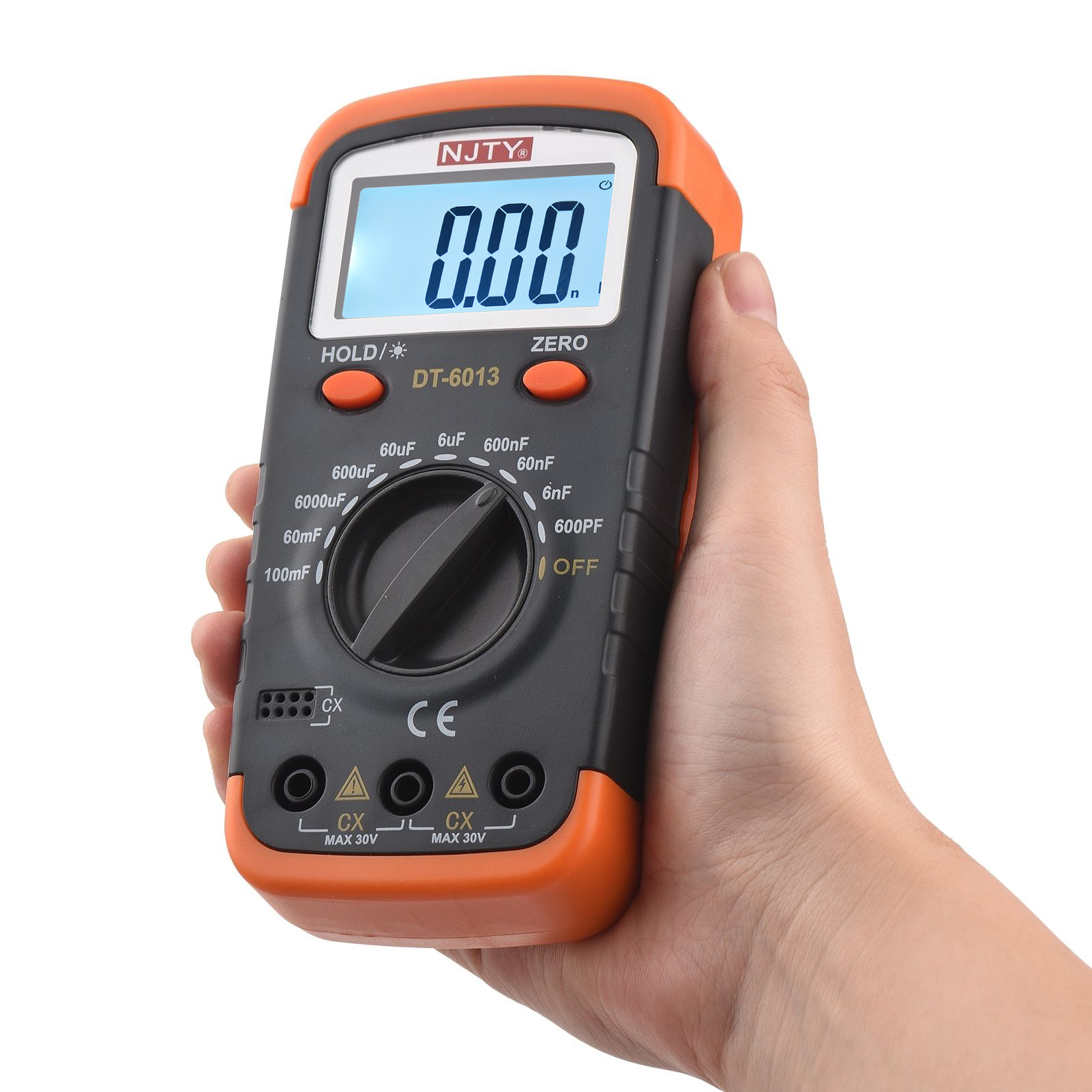 Digital Capacitance Meter with LCD Backlight Display 600pF to 100mF High Accuracy 6000 Counts Capacitor Tester Kit