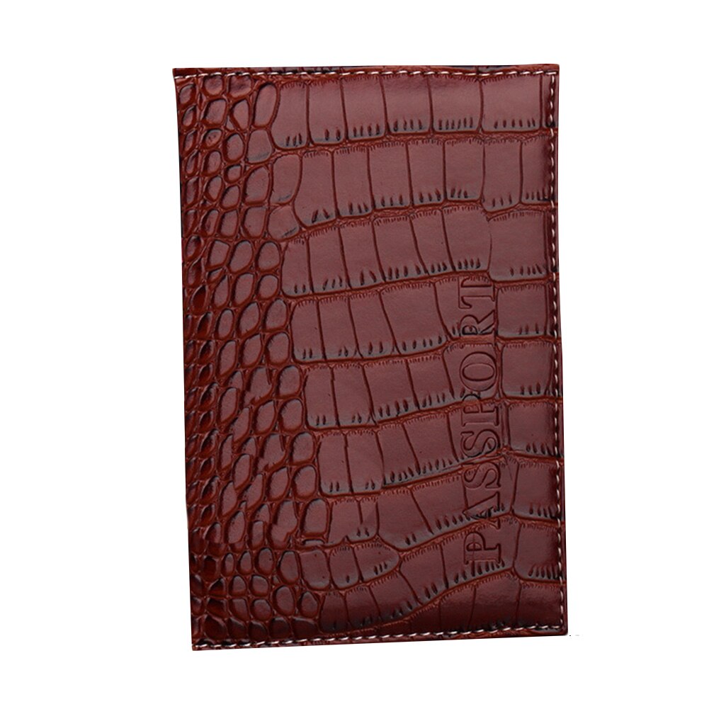 Alligator Pattern Leather Passport Cover And Travel Document Holder Passport Cover Case for Men Women Credit Card Holder Wallet: Brown