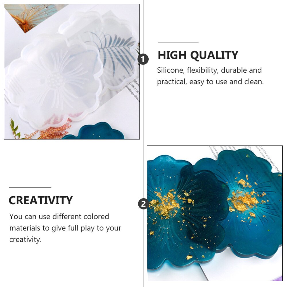 3Pcs Coaster Molds for Resin Casting Flower Epoxy Craft DIY Coaster Making Molds