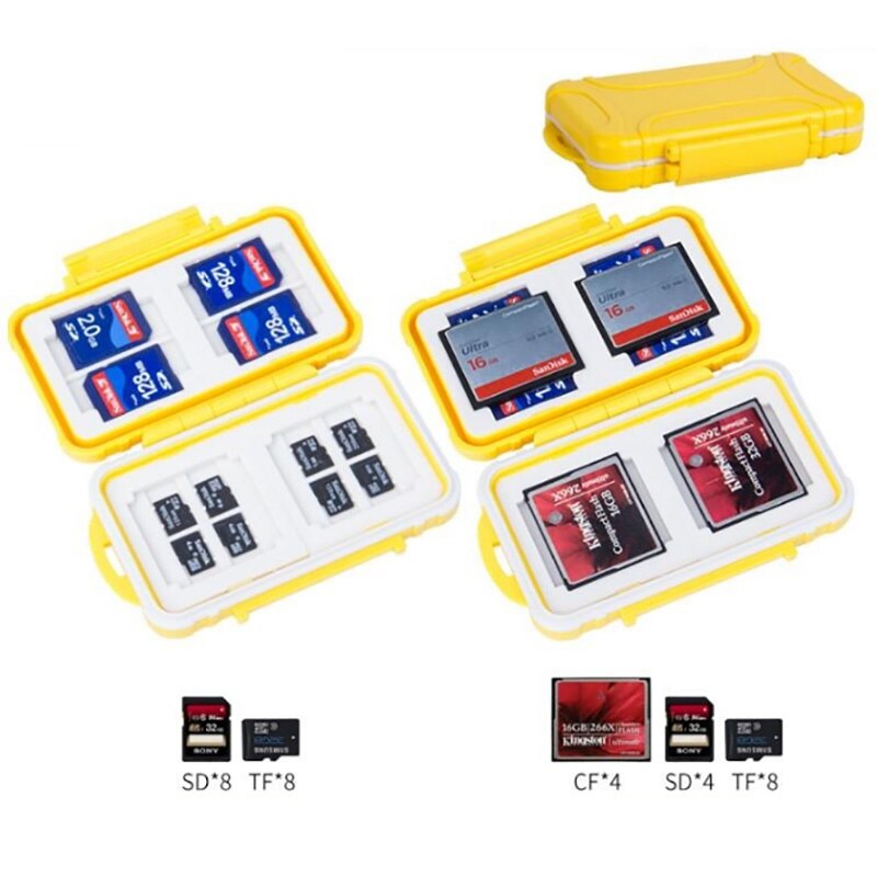 14 Slots Waterproof Memory Card Carrying Case SD Cards Protector Holder Box Storage Bag For SD/SDHC/SDXC/Micro SD/TF: Yellow