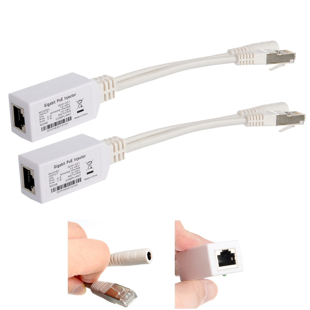 2 stk gratis skib gigabit poe injektor 12v-56v indgangsstik kabel poe splitter/ poe injektor til mikrotik mode b drift