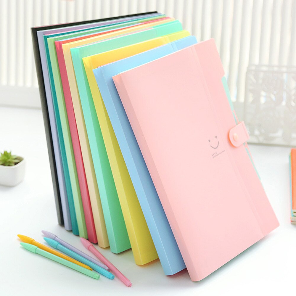 A4 Bestand Document Bag Pouch Bill Map Houder Organizer Fastener Kantoorbenodigdheden Verse Snoep Kleur Multi-layer Bestandsmap bestand