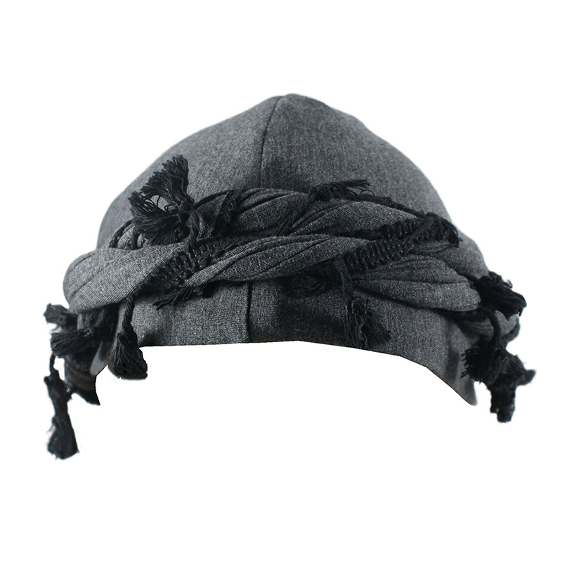 Sombrero trenzado para hombre, turbante, gorro ondulado Durag, sombrero forrado con Halo para hombres y mujeres, gorro para envolver la cabeza con borla elástica, gorro con ondas preatadas y trenzas: Gris oscuro