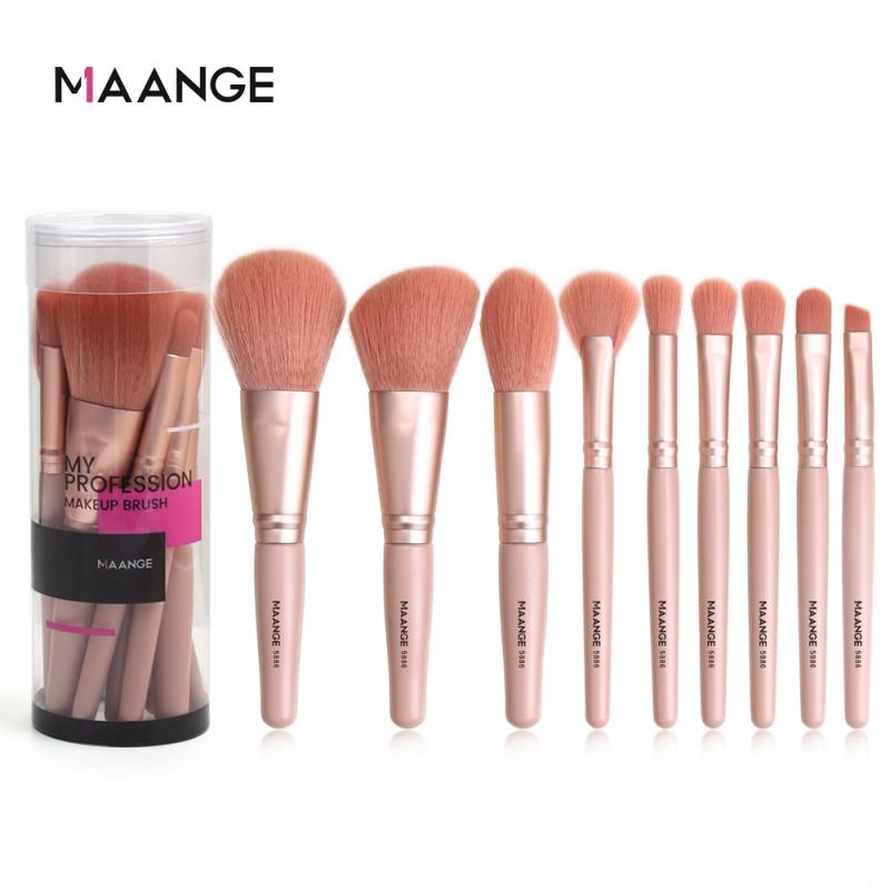 MAANGE 9 juego de brochas de maquillaje de barril redondo herramienta de belleza pincel herramienta de maquillaje Set brocha de maquillaje de ojos cepillos cosméticos TXTB1: 01