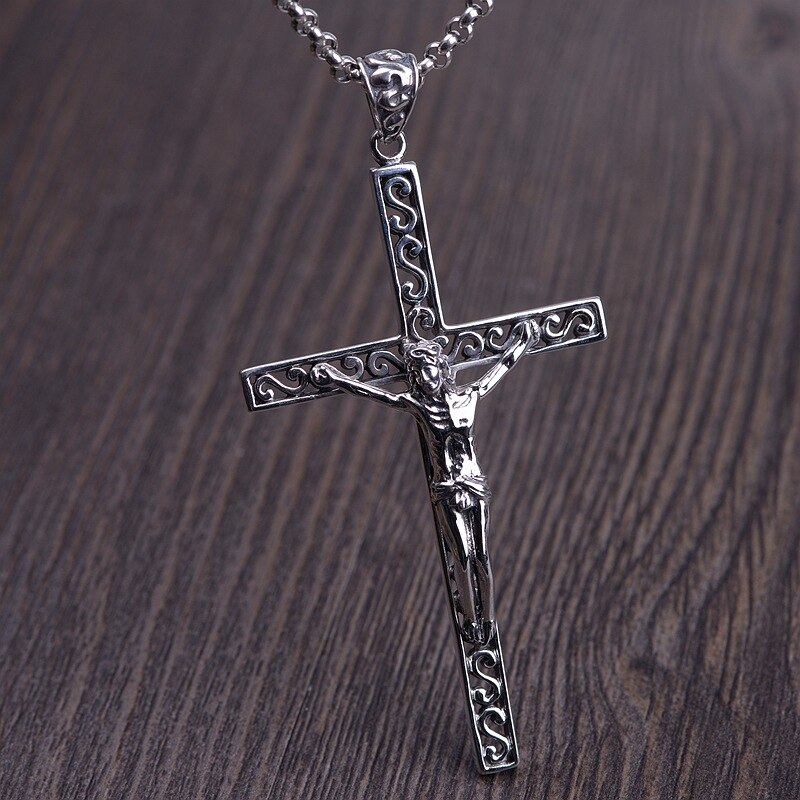 BALMORA 925 Plata de Ley Jesús hueco Cruz colgante para hombres estilo Punk accesorios de joyería cristiana sin cadena