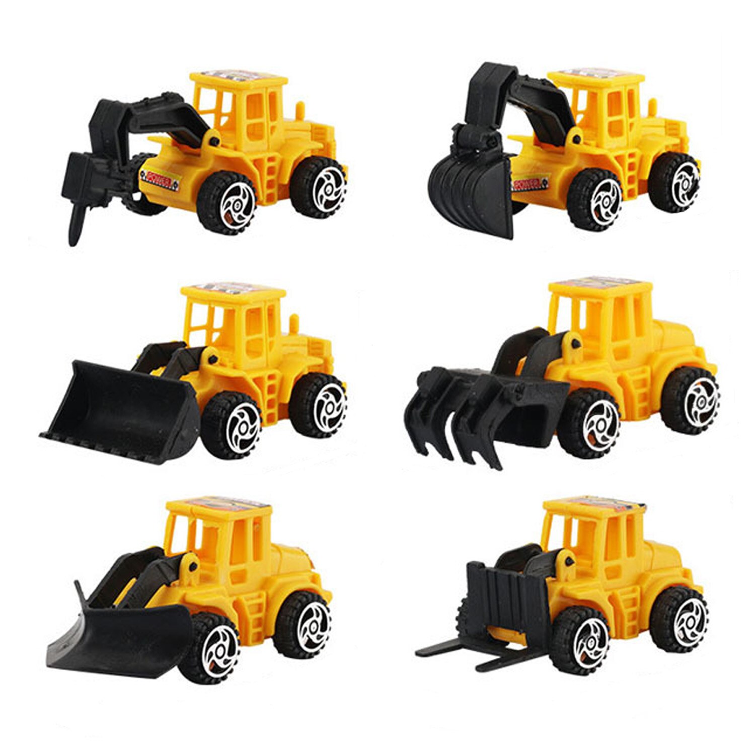 Behogar 5PCS Yellow Engineering Vehicle Cake Decorations For 