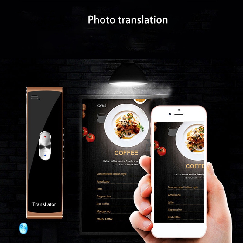 Language Translator Device Wireless Bluetooth Microphone Speaker 800MA Voice Translation For Outdoor Travel Abroad