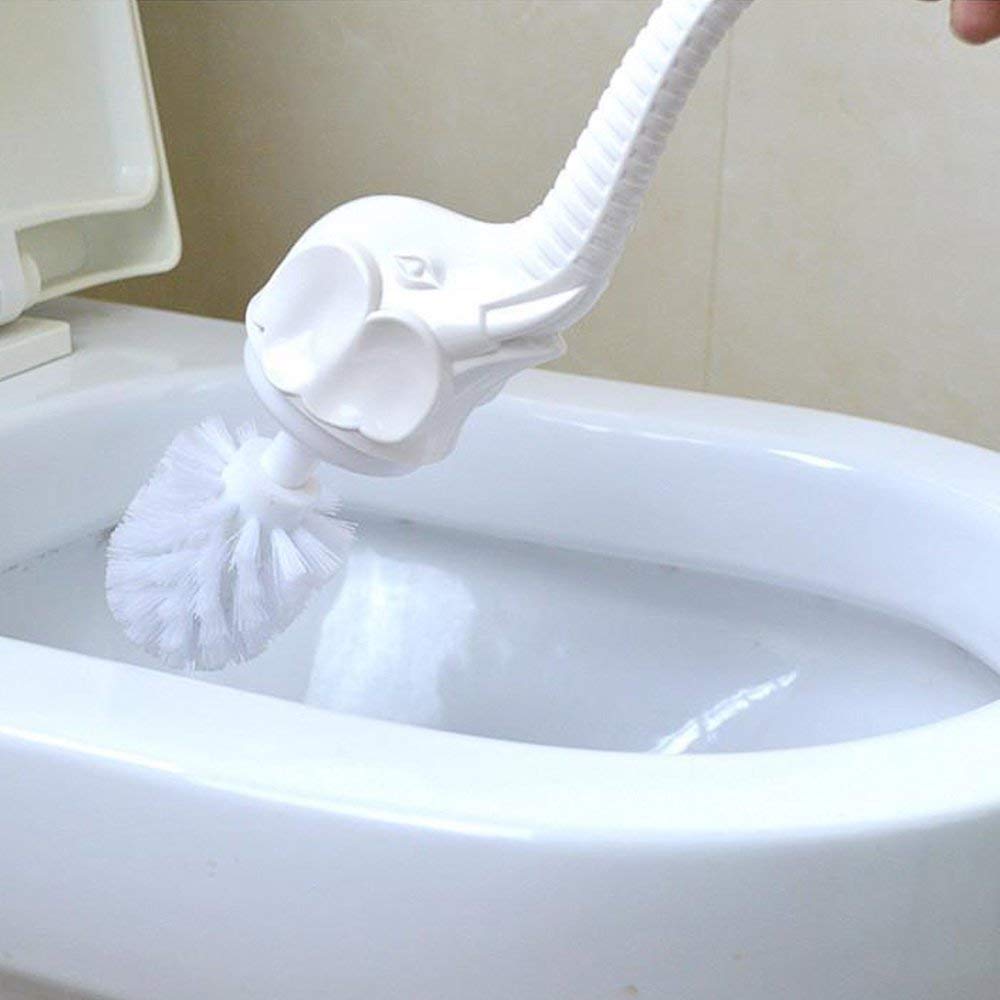 Elefant toiletbørste, badeværelse blød børstet toiletbørste aftagelig elefantform med langt håndtag, juledags gi