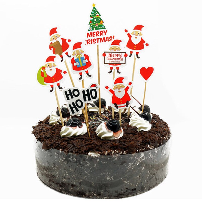 Glædelig jul brev kage topper julemand snemand tog kage topper dekoration julepynt til hjemmebord: Kage toppers e