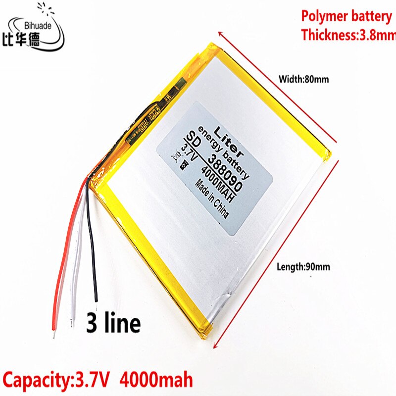 3 Lijn 388090 3.7V 4000 Mah Lithium-polymeer Batterij Met Bescherming Boord Voor 7 Inch 8 Inch 9Inch tablet Pc Ainol Aurora