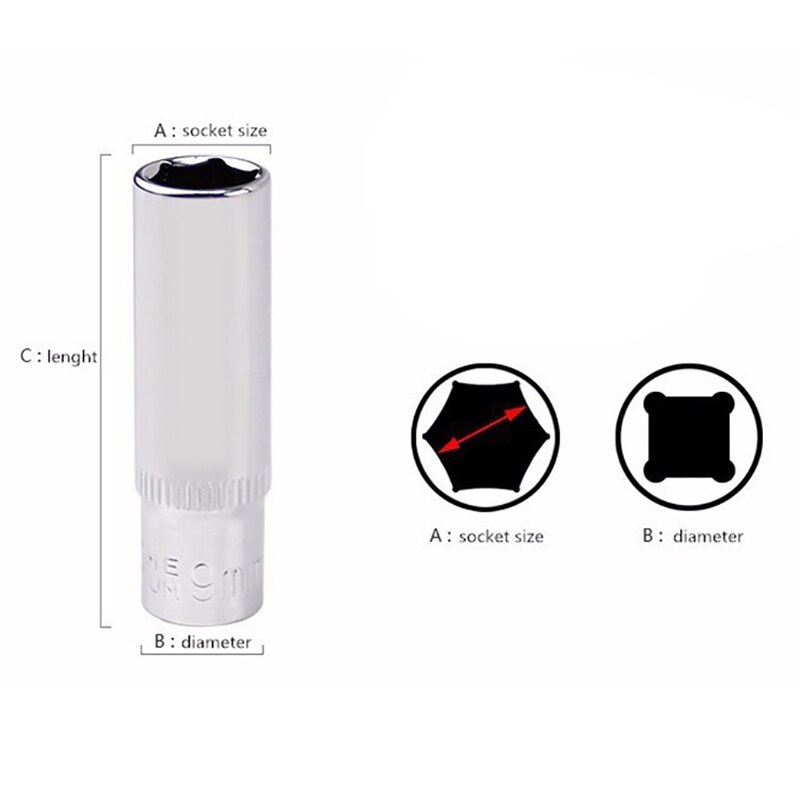 11 pièces 1/4 pouces lecteur jeu de douilles profondes CRV outils à main 6 points longue douille hexagonale outil de réparation