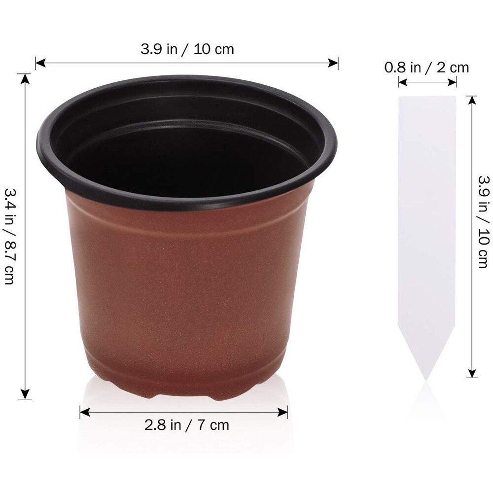 30 Pcs 4" Plastic Plants Nursery Pots Seedlings Additional 30pcs Gardening Label Flower Plant Container Seed Starting Pots