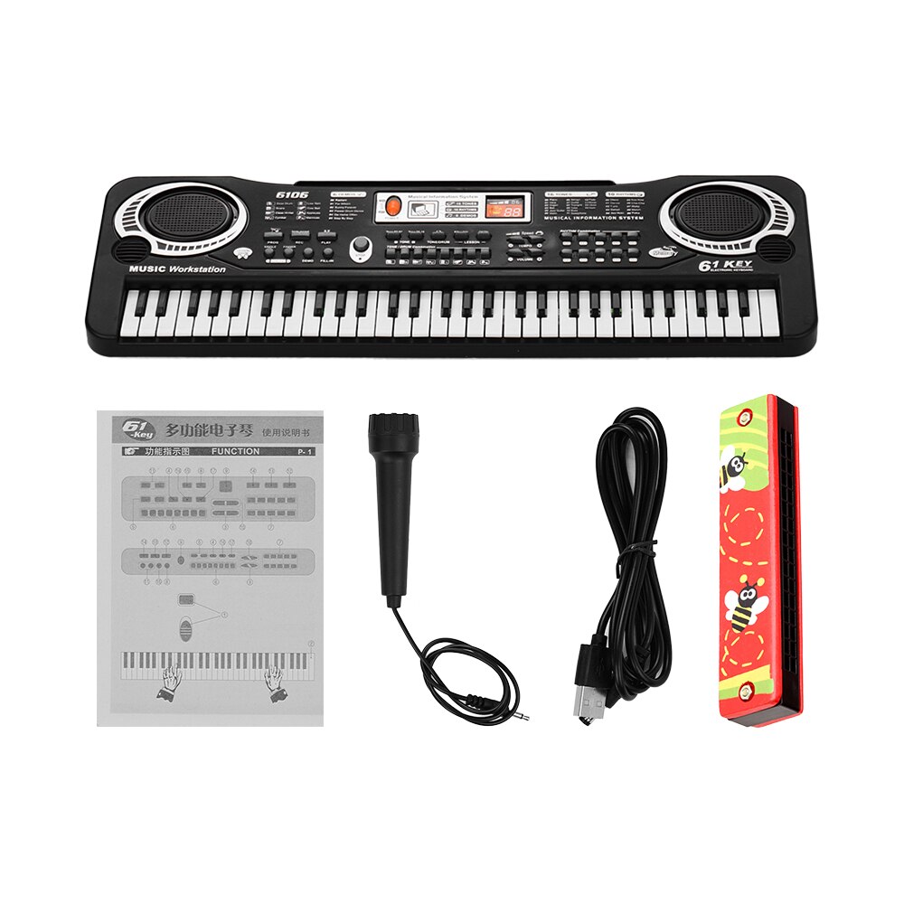 Electronic Digital Piano Keyboard 61 Keys with Dual Speakers Set: Default Title