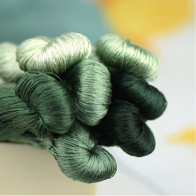 1pcs 100% silk thread hand embroidery embroider cross stitch 400m silk embroidery thread blackish green series/7 pure colors